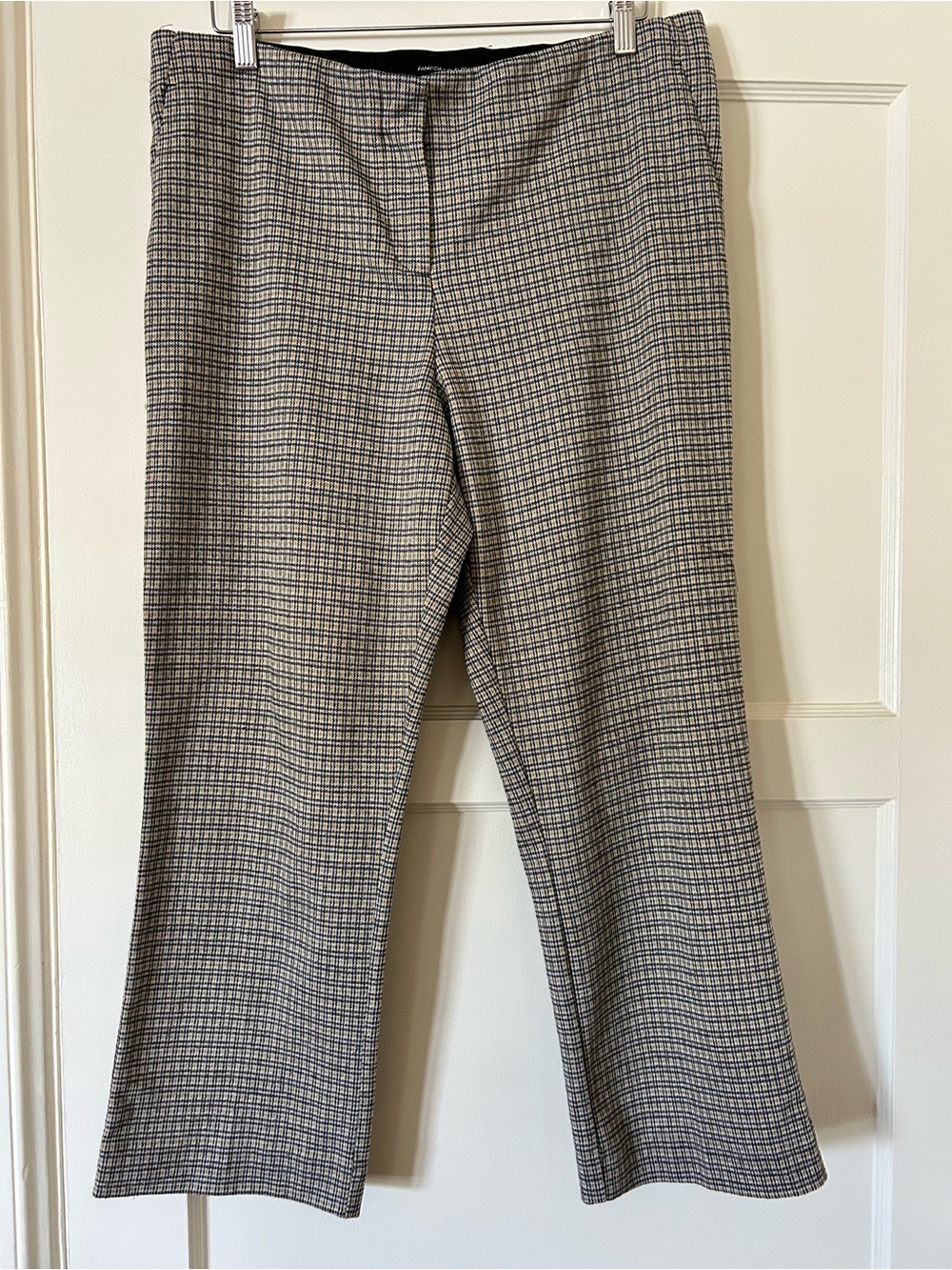 AMANDA + CHELSEA Houndstooth Plaid Straight Ankle Length Pants